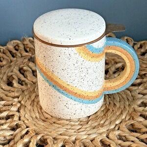 Pinky Up Stoneware Ceramic Mug Tea Infuser With Lid And Metal Infuser Speckled